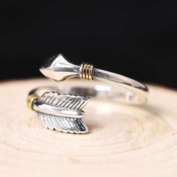 The Arrow Adjustable ring in 925 silver and 14k yellow gold plated accen… - Picture 3 of 14